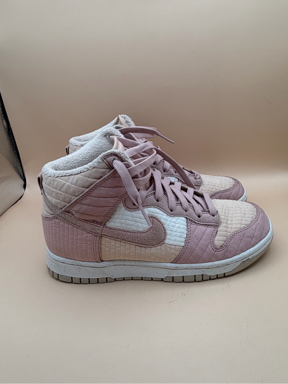 Nike Dunk High-Top Toasty Sneakers in Blush Pink and Cream Women’s Size 7.5